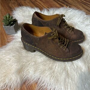 Dr Martens Women’s Bronwn Chunky Heeled Leather Shoes Brown